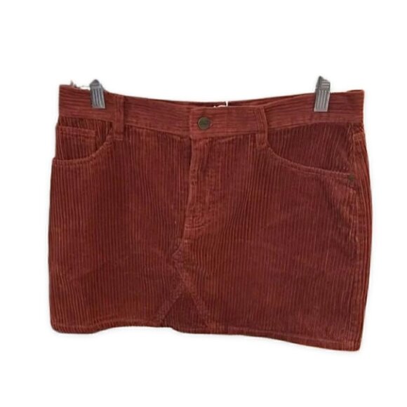 Sanctuary Mini Skirt Denim Corduroy Fabric Front & Back Pockets Rustic W 29 NWT - Picture 2 of 7